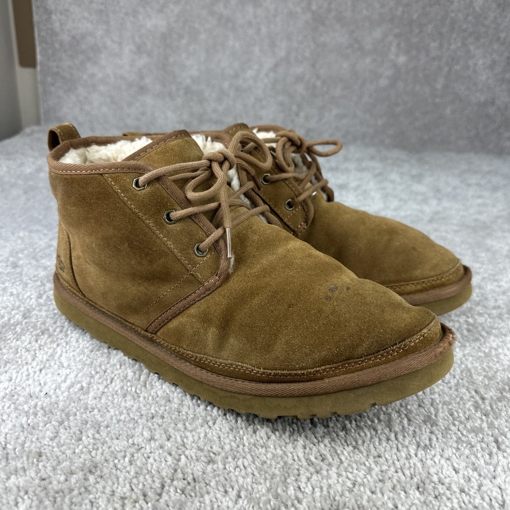 UGG Neumel Chukka Boots Men's Size 12 Chestnut/Brown Suede,‎ Wool Blend Inner